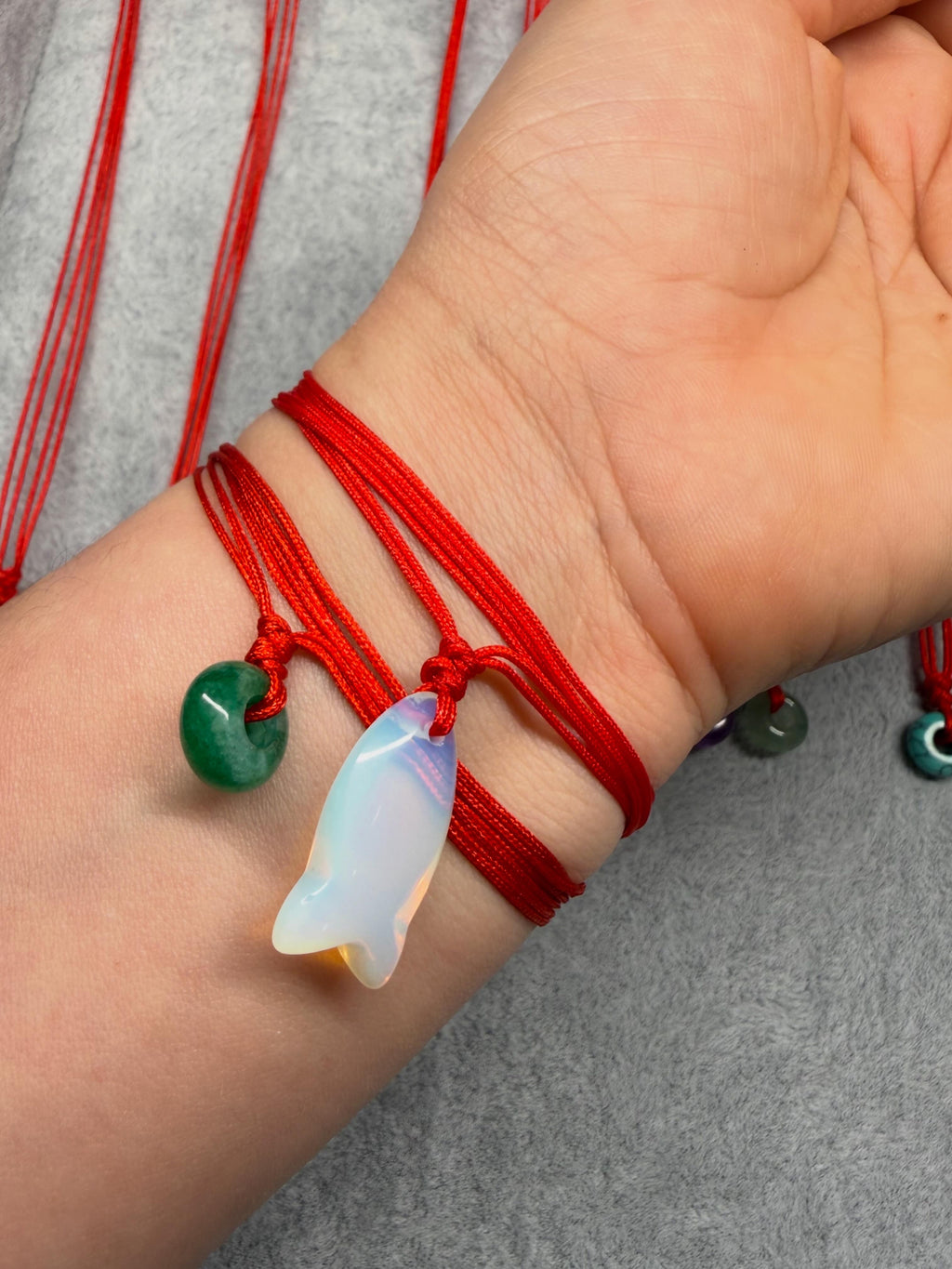 Red String Bracelet with Fish Stone ✨
