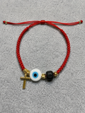 Red Protection Bracelet With Evil Eye & Cross Charm ✨