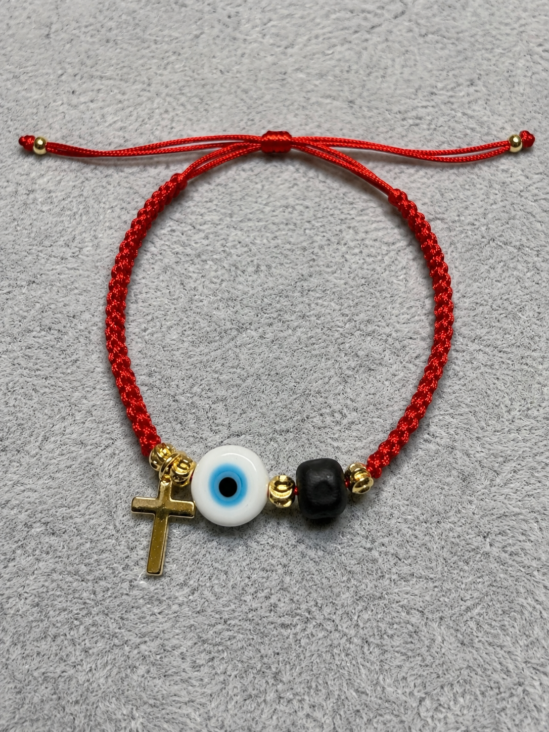 Red Protection Bracelet With Evil Eye & Cross Charm ✨
