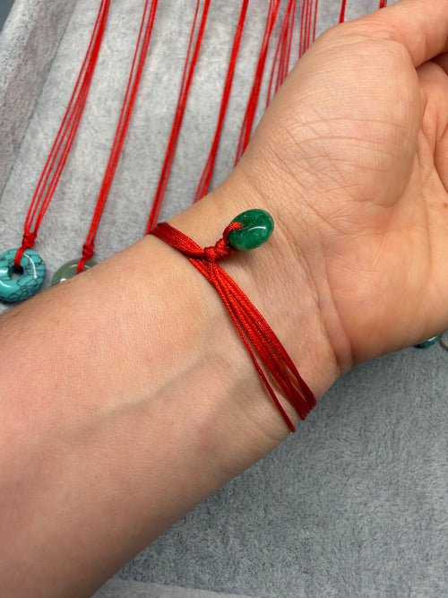 Red String Bracelet with Small Donut Stone ✨