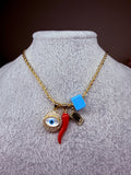 Evil Eye, Red Horn & Protective Bead Necklace