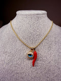 Evil Eye & Red Horn Charm Necklace