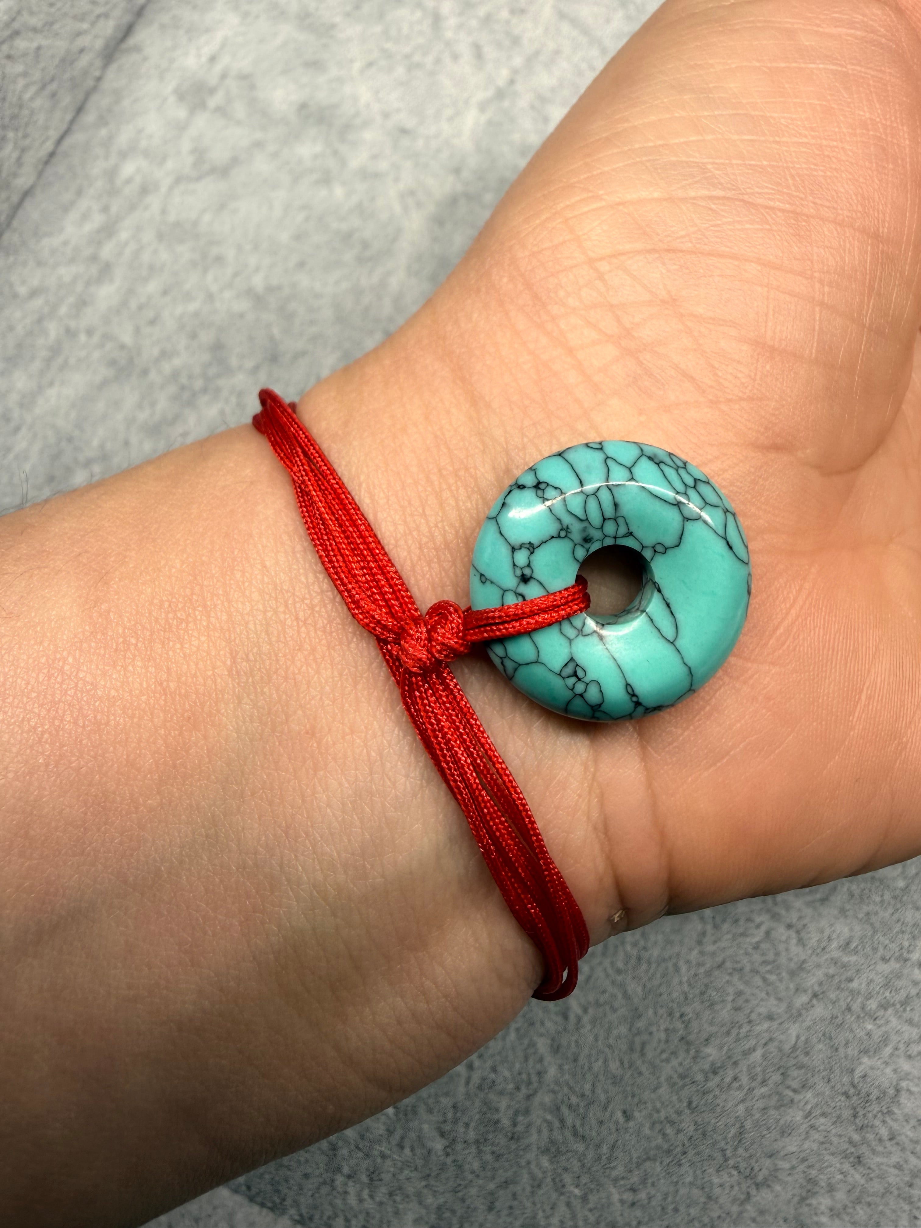 Red String Bracelet with Donut Stone ✨