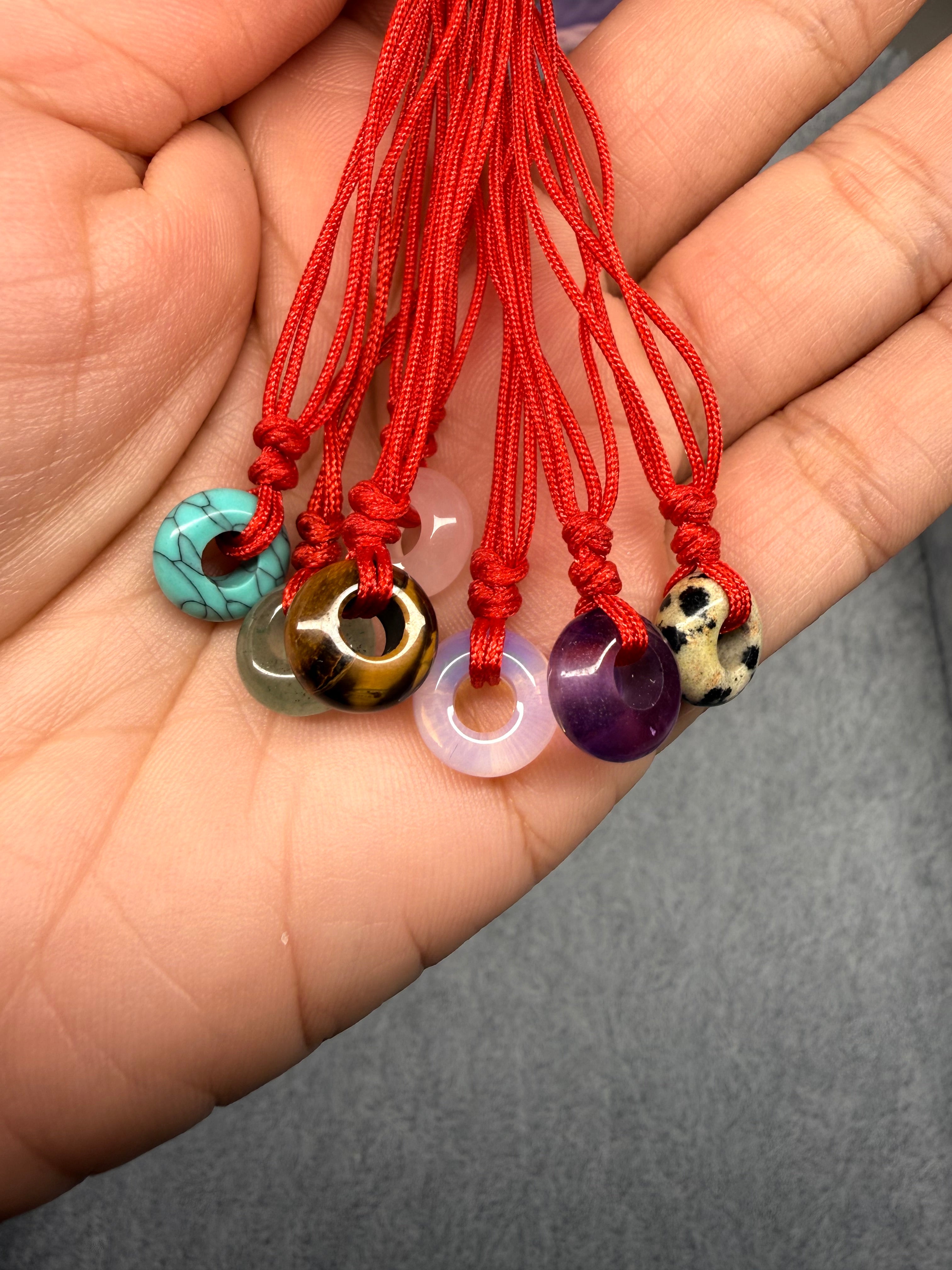 Red String Bracelet with Small Donut Stone ✨