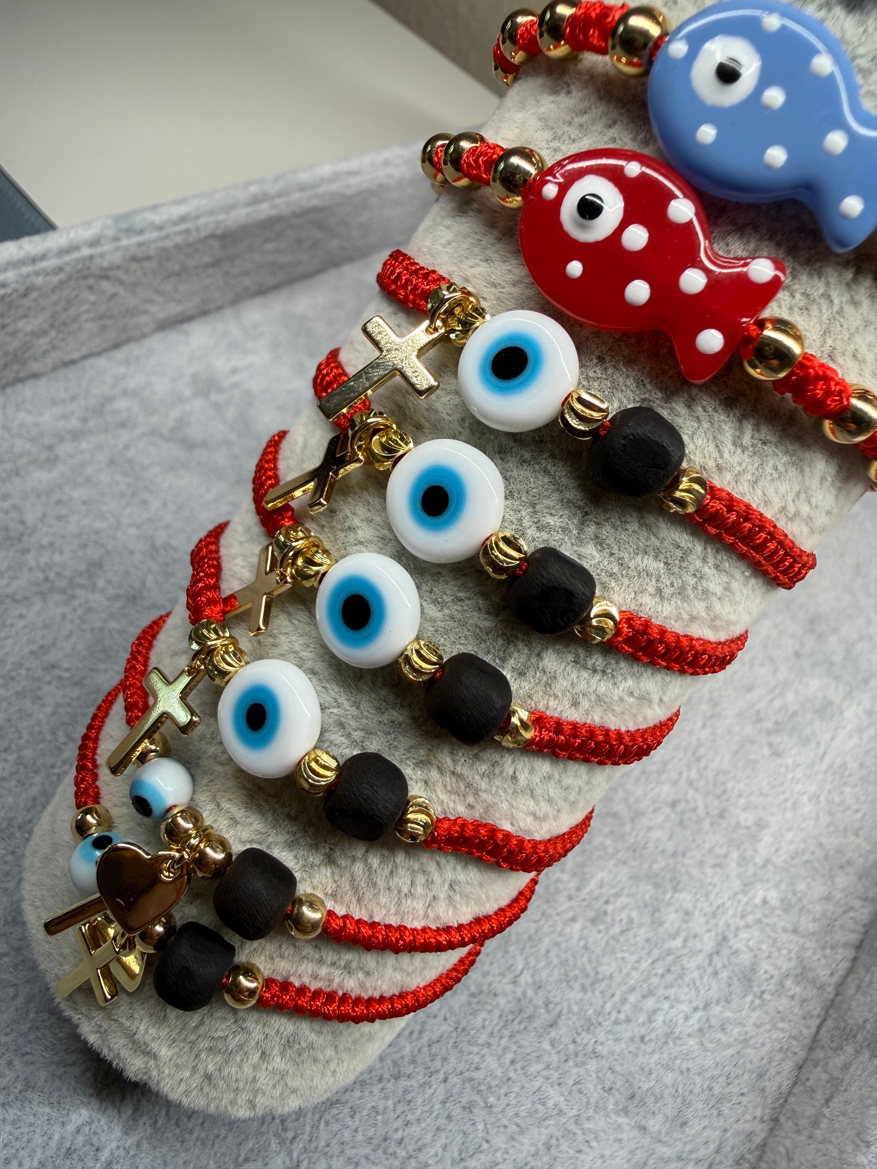 Red Protection Bracelet With Evil Eye & Cross Charm ✨