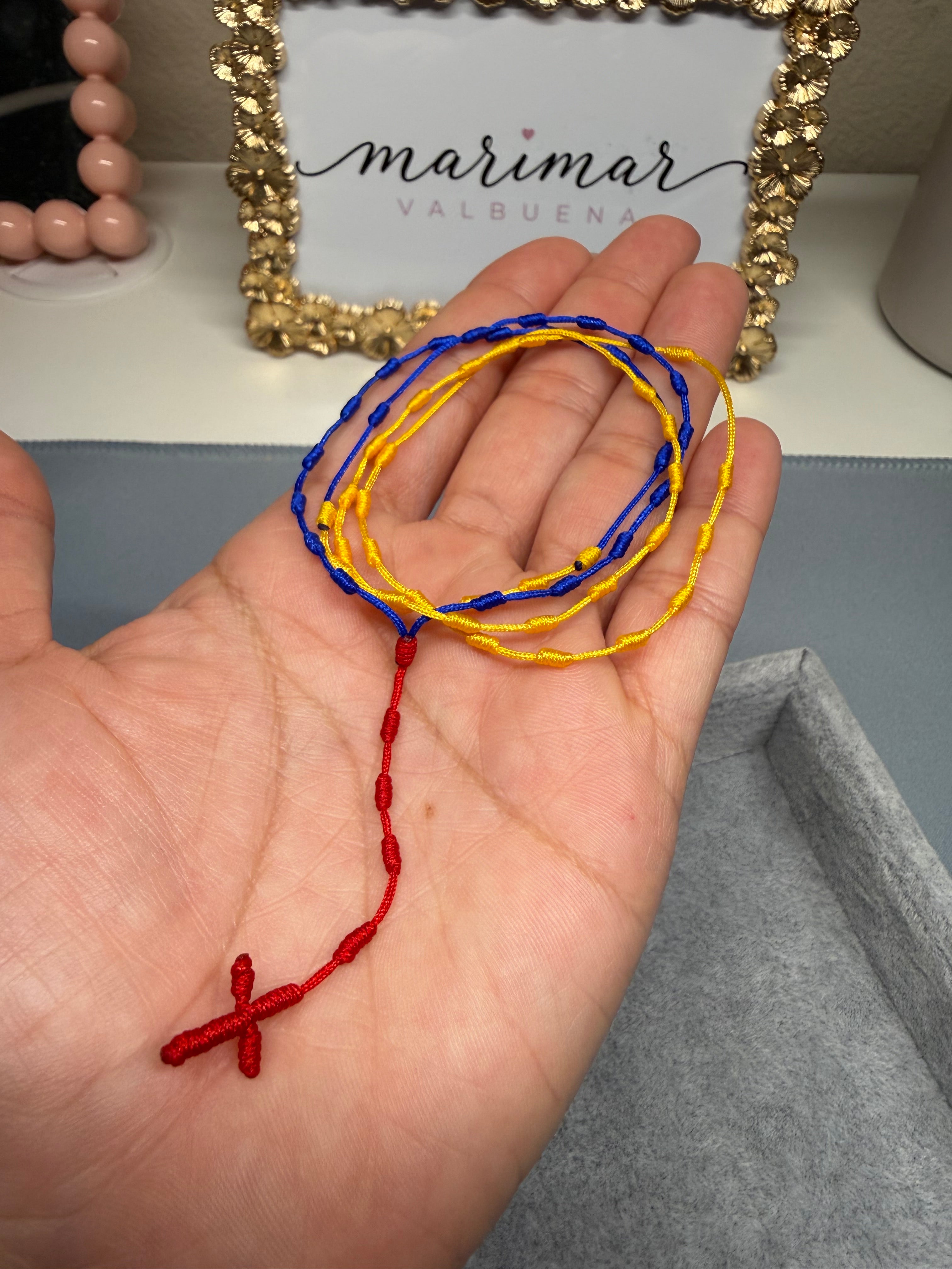Tricolor Catholic Rosary Necklace💛💙❤️